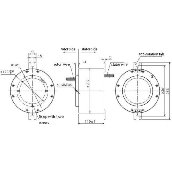 Низкий коммутант кольца выскальзывания нержавеющей стали 120mm вращающего момента 10rpm