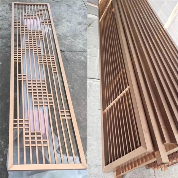 Interior Decoration Space Partition Metal Screen Artwork Plating Gold
