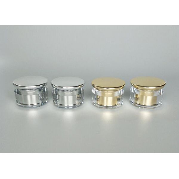 Silver / Golden Cosmetic Cream Jar , Empty Acrylic Round Cream Jar