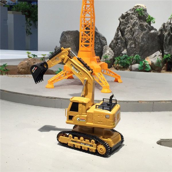 Indoor-Outdoor Electric Remote Control Excavator Toy with Music and Lighting 10 Channel