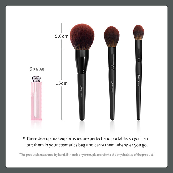 Jessup 3pcs Face Makeup Brush Se Black Shimmer Collection Powder Brush Private Label Makeup Brush Vendors T274