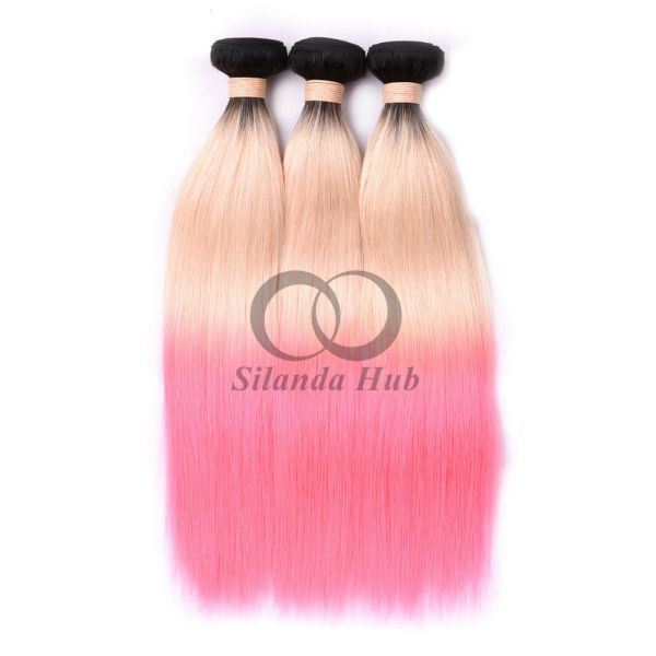 #T1B/613/Pink Straight Remy Human Hair Bundles Sew In Weave Bundles Brazilian Bundle Deals