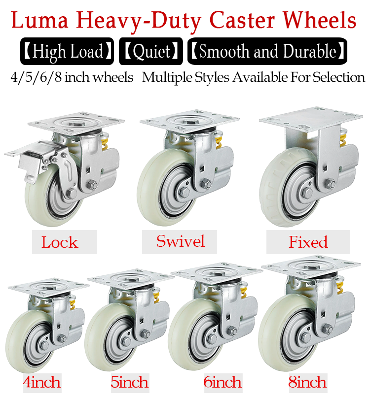  Heavy Duty  Iron Core Pu Spring Loaded  Shockabsorbingcaster Caster Wheels Laser Welding Machine