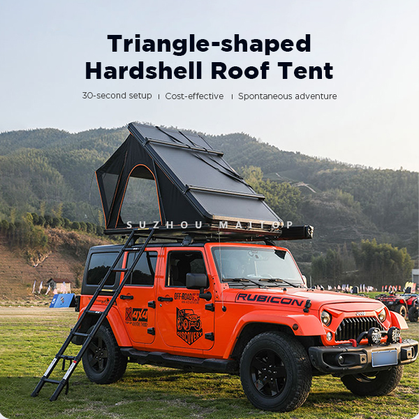 Triangle Aluminum Camping Roof Tent 1-2 Person Rooftop Tents Hard Shell