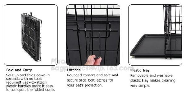 wholesale heavy duty stainless steel dog cage , large double foldable dog kennel, Vet Cage Bank Pet Cages Round Cornered
