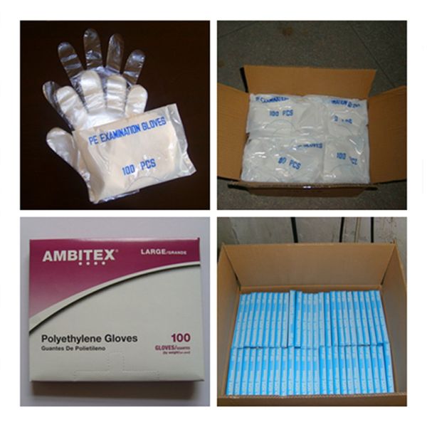 Прозрачный устранимый LDPE политена качества еды перчаток руки перчатки одного времени