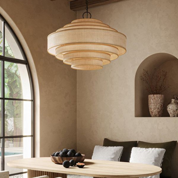 Living Dining Bedroom B&B Decoration Home Pendant Lights Indoor Lighting Fixtures Japan Style Wabi Sabi Fabric Chandelier (WH-VP-303)
