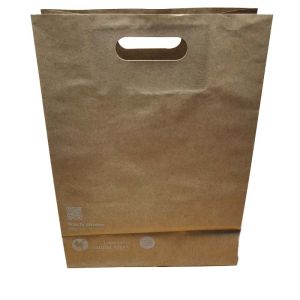 Natural Kraft Die Cut Handle Bags Full Color Printed Recyclable Sacks For Bakery