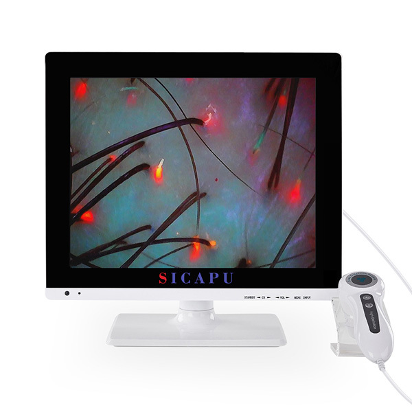 Máquina escáner de cabello de plástico blanco, herramienta de análisis capilar 1080P