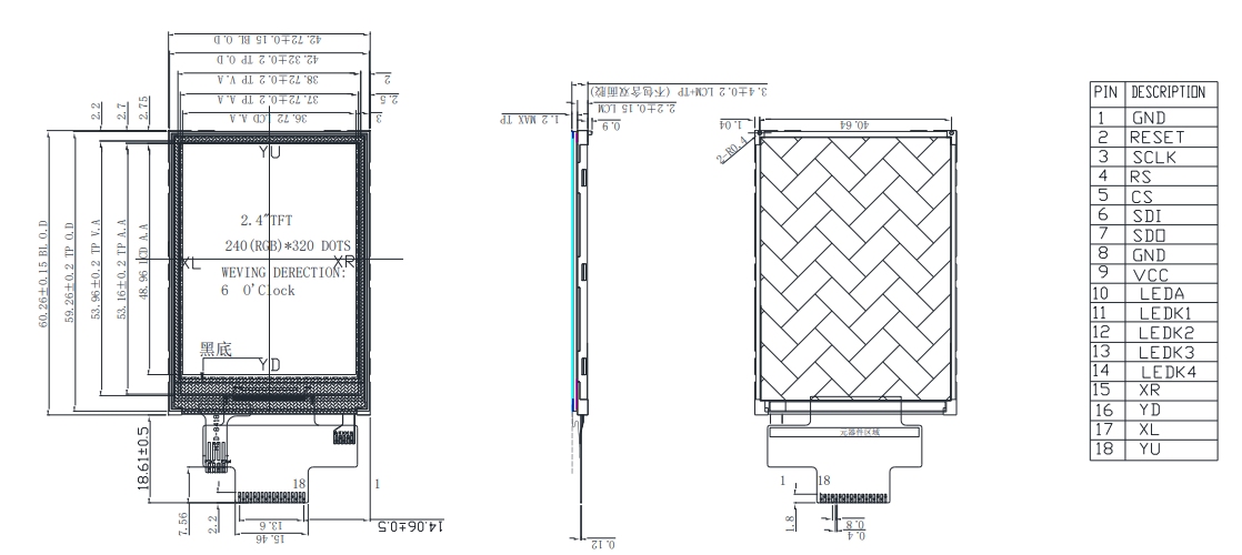 Дисплей интерфейса TFT Lcd SPI, сопротивляющийся сенсорный экран ST7789 2,4