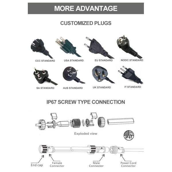 Venta al por mayor Largura personalizable para exteriores 5m 10m 20m SMD 2835 180leds/M IP67 Lámpara LED resistente al agua