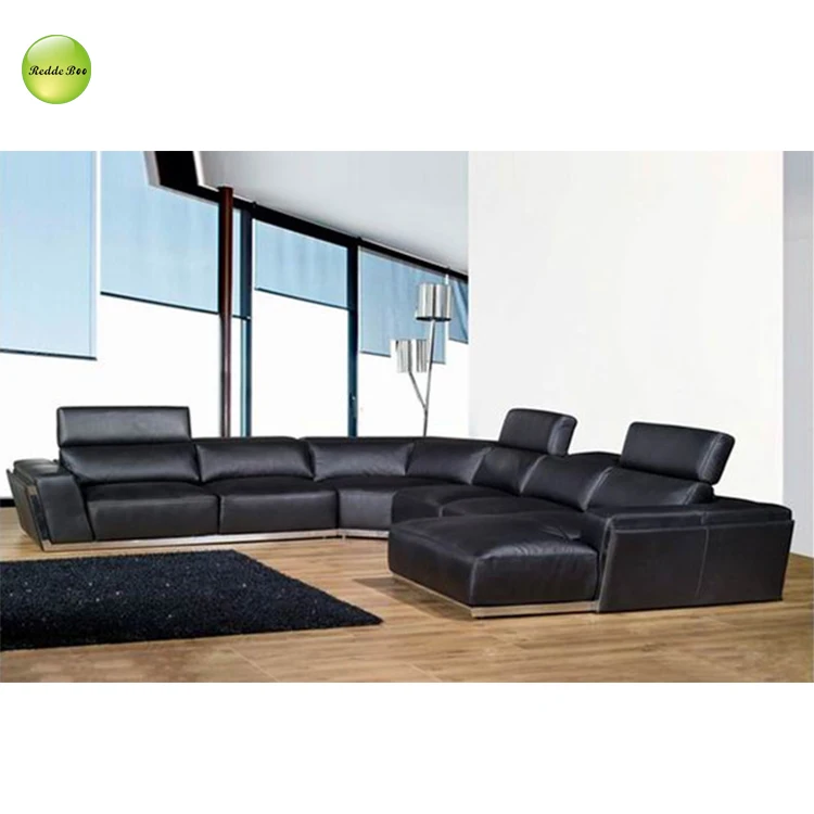 Adjustable Corner Modular Sectional Sofa White Leather L Shaped Seating