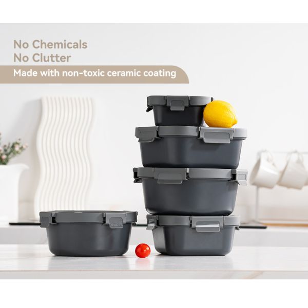 IKOO Glass Containers wholesale Non-stick Coating Glass Food Container with Glass Lid Freezer Safe and Oven Safe