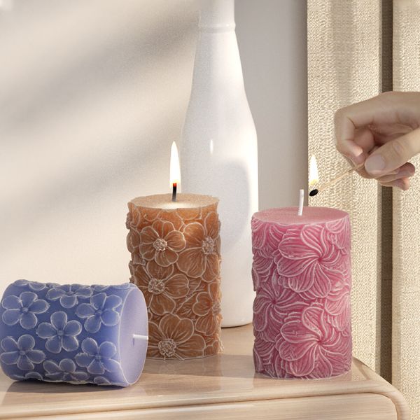 Cylindrical Aromatherapy Candle Silicone Mold DIY Butterfly Rose Wave Gypsum Ornament Expanded Fragrance Stone Dropping Mold