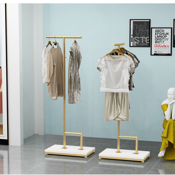 Golden Industrial Pipe Clothing Rack for Boutique Display Stand in Customer Colors