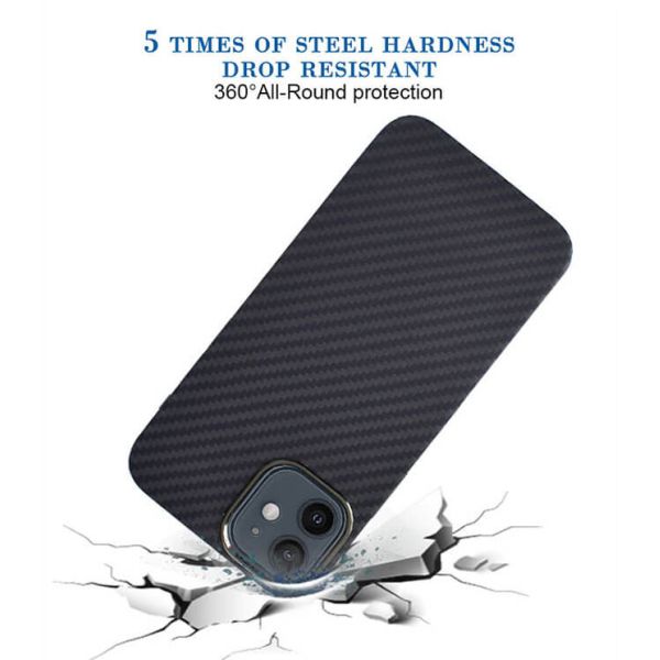 Caja real de la fibra de Aramid del carbono de la protección completa militar para el iPhone 12