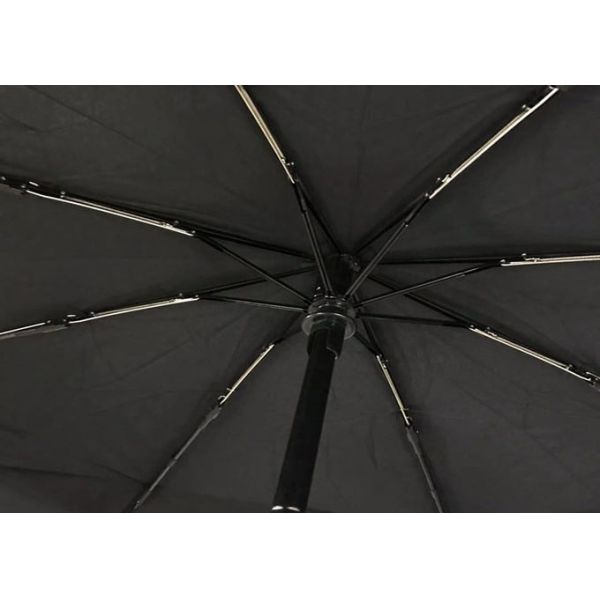 Black Strong Foldable Travel Umbrella Double Layer For Windy Weather