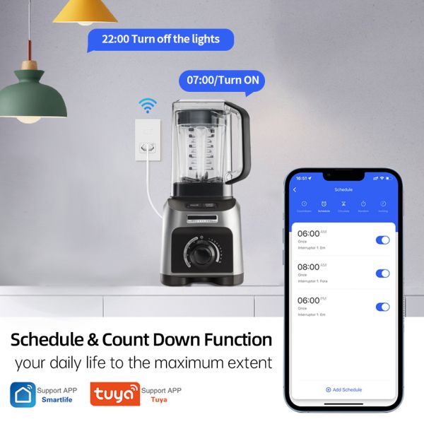 Automation Smart Home Wall Switch 20A Socket Google Home Voice Control 4x2 Inch