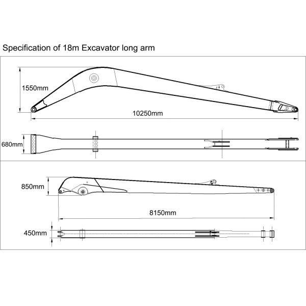 Yellow Red White Long Reach Boom Excavator Cat 320 PC200 Hitachi 210