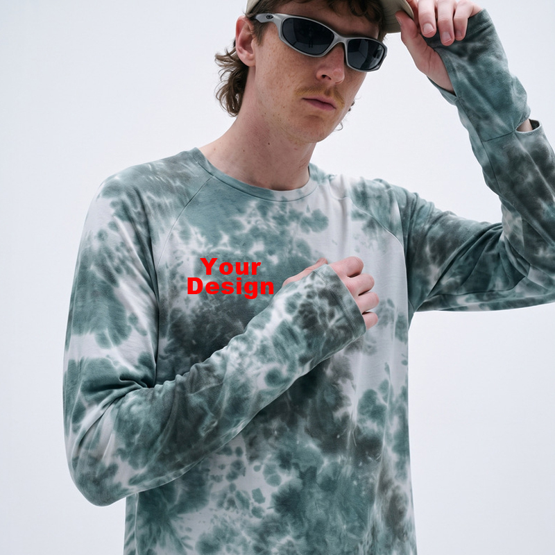 Custom OEM ODM Tie‑Dye Crew Neck Long Sleeve Sport T‑Shirt, Unisex S‑XL