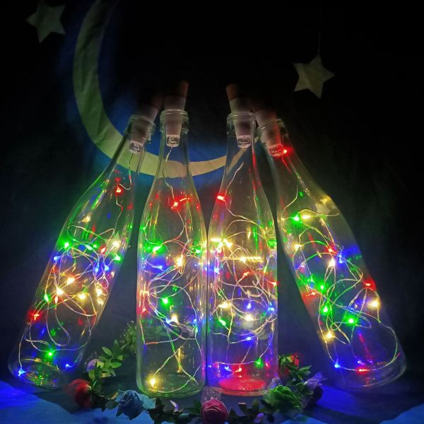 USB Rechargeable Bottle Lights Premium Bottle Cap Cork Stopper Lamp Creative Romantic Cork Lights White Colorful