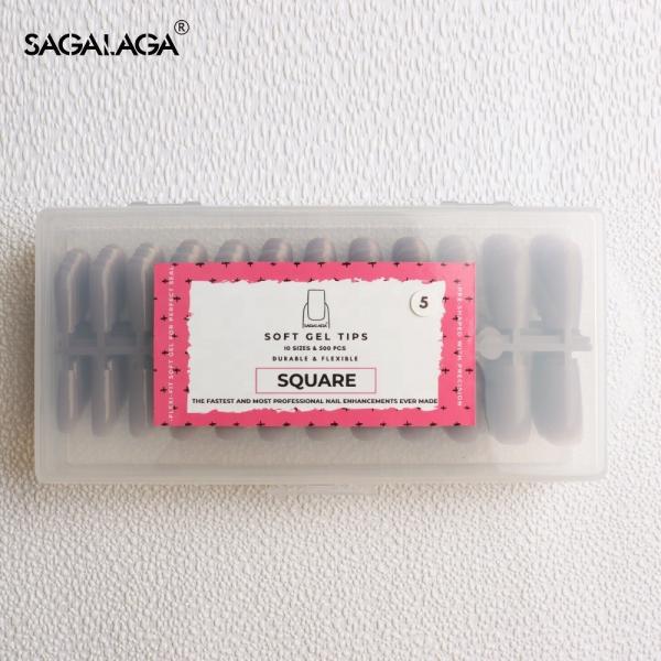 Easy DIY Nail Extensions Square Press on Nail Tip Cover Colored Soft Gel for French Style Artificial Nails