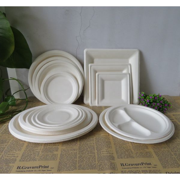 Бес BPA Компостируемый 9 дюймовый тяжеломощный 125-пакет одноразовый круглый багасс