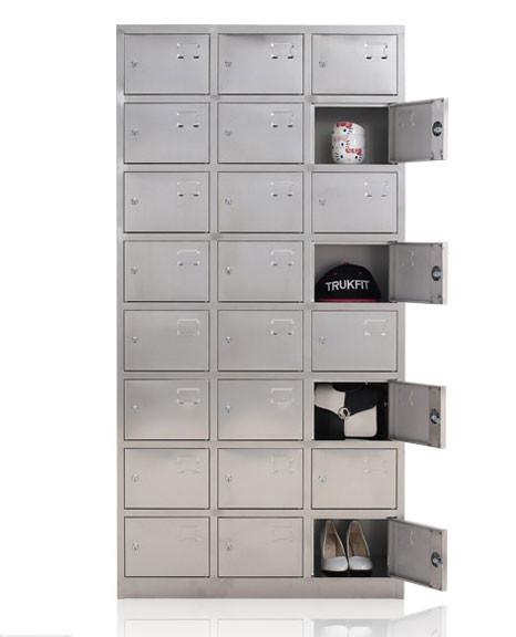 Durable 24 Door Stainless Steel Medicine Display Cabinet Water Resistant For School / Household
