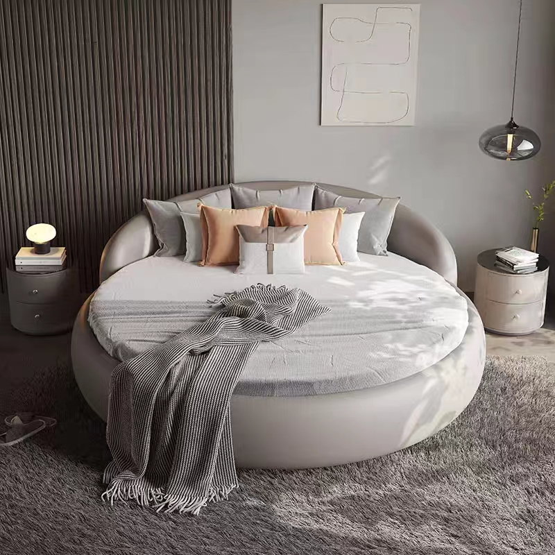 Fabric Hotel Round Bed Villa Bedroom King Bed 2m 2.2m Atmospheric Luxury