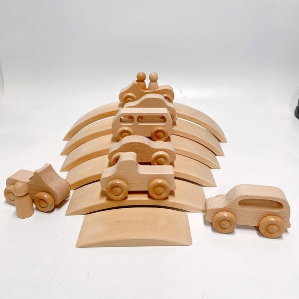 L'arc-en-ciel 35.5cm a coloré le grand bébé en bois de blocs constitutifs