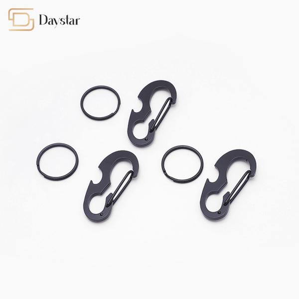 Metal Bottle Opener Carabiner , Keychain Spring Hook Hiking D Shaped Buckle