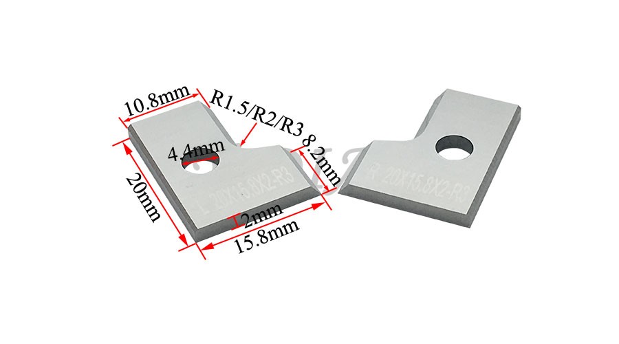 20X15.8X2mm Вольфрамокарбидное индексируемое лезвие / CEHISA Edge Bander Scraping Blade