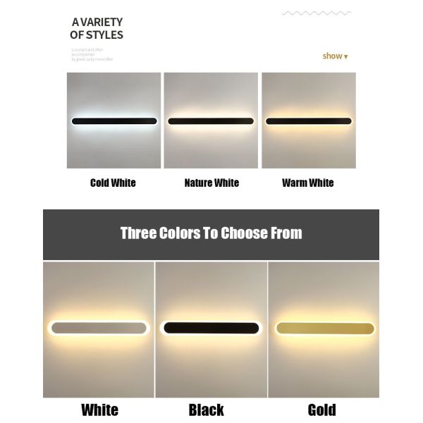 Home Nordic Wall Lamp Strip for Working Time of 30000 Hours in Modern Minimalist Style