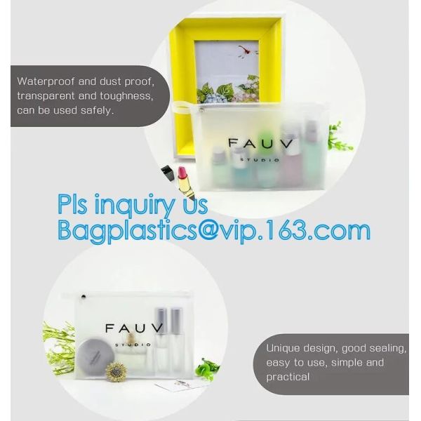 vinyl travel cosmetic bag, Frosted Slider Zipper PVC Bag for Clothes Packaging, PVC/EVA vinyl slider top zipper bag for