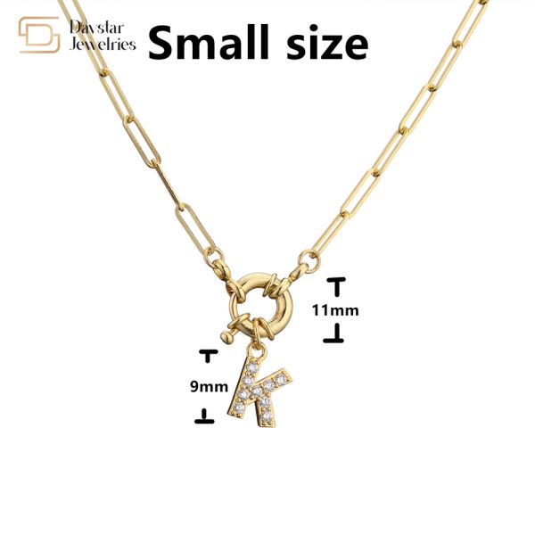 Покрытая золотом цепь связи Paperclip SS ожерелья начального письма диаманта привесная