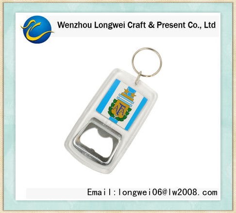 Свежие зеленые деревья делают по образцу акриловый консервооткрыватель бутылки с кольцом для ключей металла