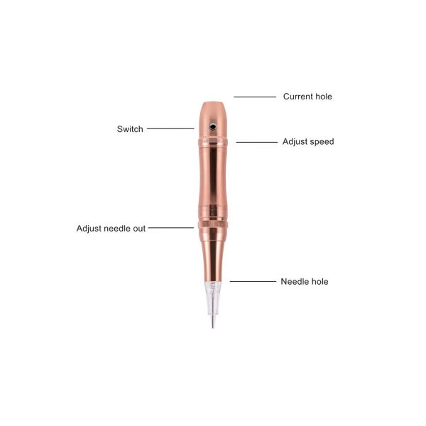 Aluminium Alloy Beauty Makeup Tattoo Rotary Pen 7.3V 7F Gold Color