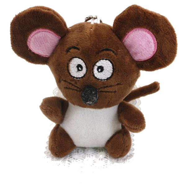 Brown Filling Cotton Doll Key Chain Big Ear Miqi Mouse Plush Cloth Material OEM