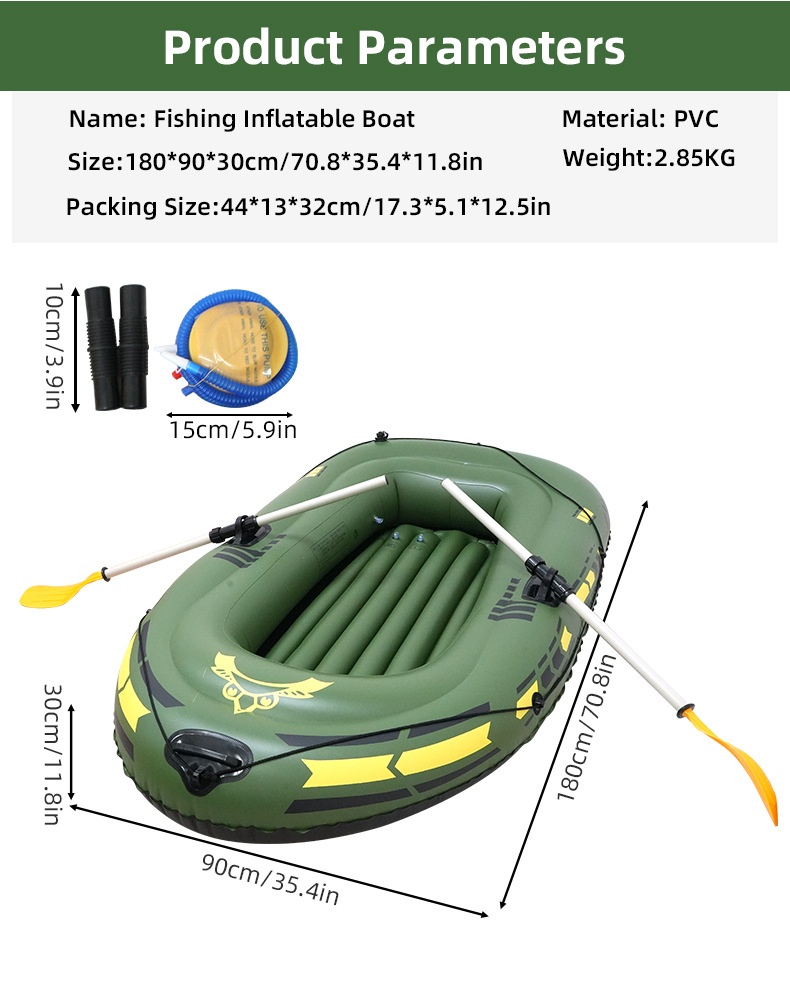 Outdoor Eco-friendly PVC Inflatable Kayak Boat for Two People Fishing Lake Touring & Rafting