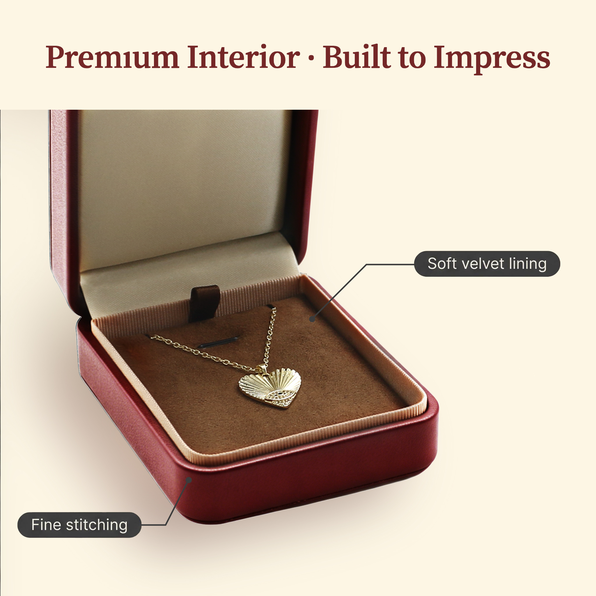 Premium Faux Leather Jewelry Case Velvet Lining For Ring Bracelet Long Chain