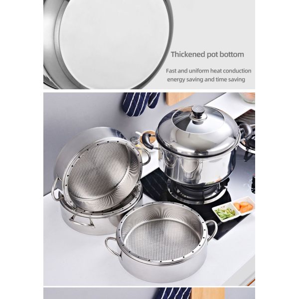 New Arrival Kitchen Industrial Steamer Pot Cookware Mutil Layer Stainless Steel Steamer Pot With SS Handle