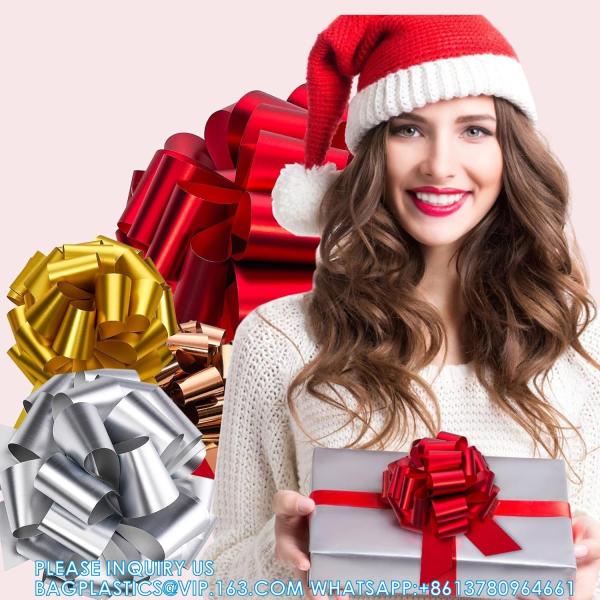 Metallic Rose Gold, Red, Gold, Silver Gift Wrap Pull Bow Set, 6 Inch Large 4'' , Assorted Ribbon For Gift Basket