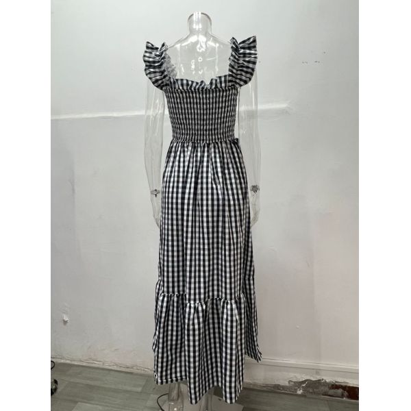 ODM Casual Swing Dress Knitted Full Length Multicolor Round Collar