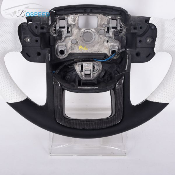 Carbon Fiber White Leather Range Rover Sport Steering Wheel Geometric Customization
