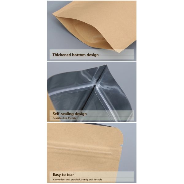 Biodegradable Coffee Stand Up Kraft Paper Pouch With Bottom Gusset