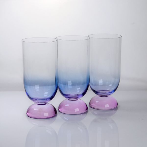 Handblown Crystal Wine Glass Goblet with Two-color Gradient and Frosted Base for 400ml Wine Cocktail & Home Decor