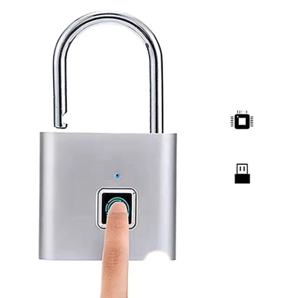 2024 High Security Zinc Alloy Electronic Fingerprint Padlock for Brass Gym Cabinets Drawers Anti-Theft Memory Card Data Storage