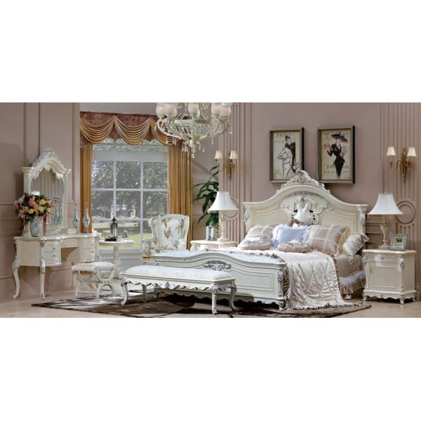 Villa Luxury European Bedroom Furniture 1800*2000mm Adult Simple American Double Bed