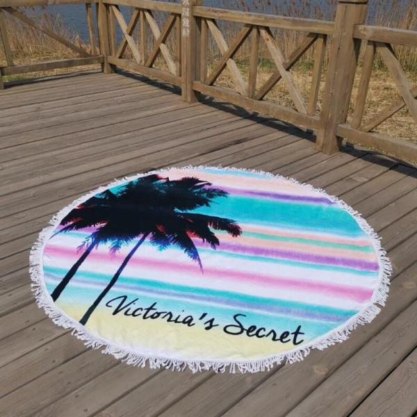 Luxury Cotton Round Beach Towel Personalised Beach Towels With Fringe
