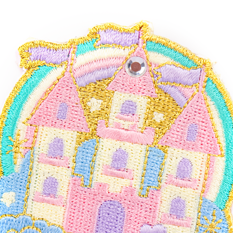 Embroidered  Colored Castle Patch With Rhinestone Patch Iron on Patches for  Hats Clothing